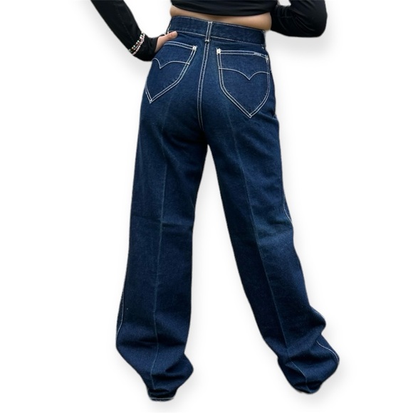 Vintage 70s Lawmen Raw Denim Wide Leg Flare Jeans Size 26 - Picture 10 of 10